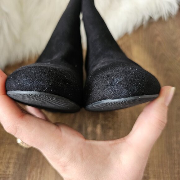 Via Spiga Kenzie Suede Covered Wedge Pull On Ankle Boots Booties, 6, Black - Picture 6 of 11